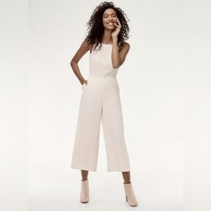 WILFRED ARITZIA wide leg pant suit linen-like material in cream size 8